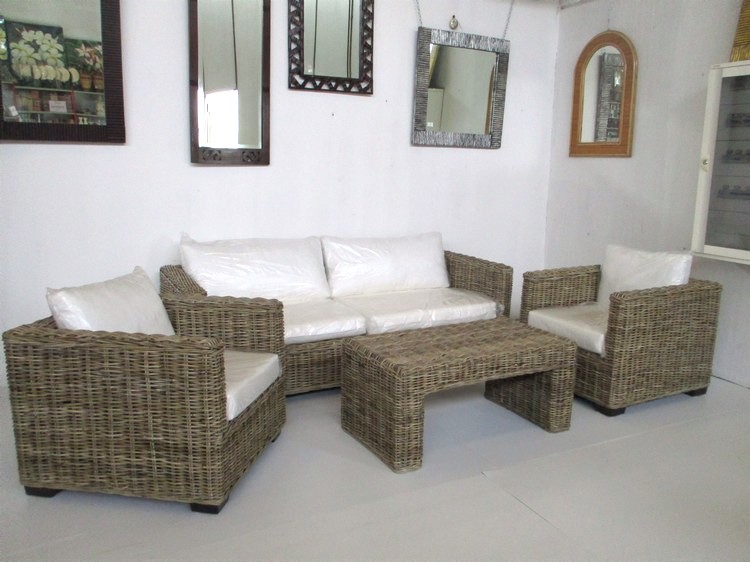 BL104/1 SALOTTO IN RATTAN GIUNCO ROTONDO KUBO NATURALE